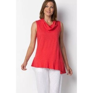 Habitat Hot Pink Cowl Neck Flounce Top Size Small